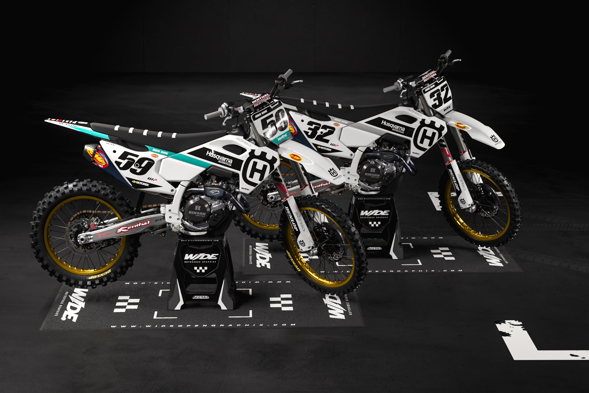 CAPTAIN WHITE & TEAL - HUSQVARNA FULL GRAPHICS KIT – WIDEOPENGRAPHIX