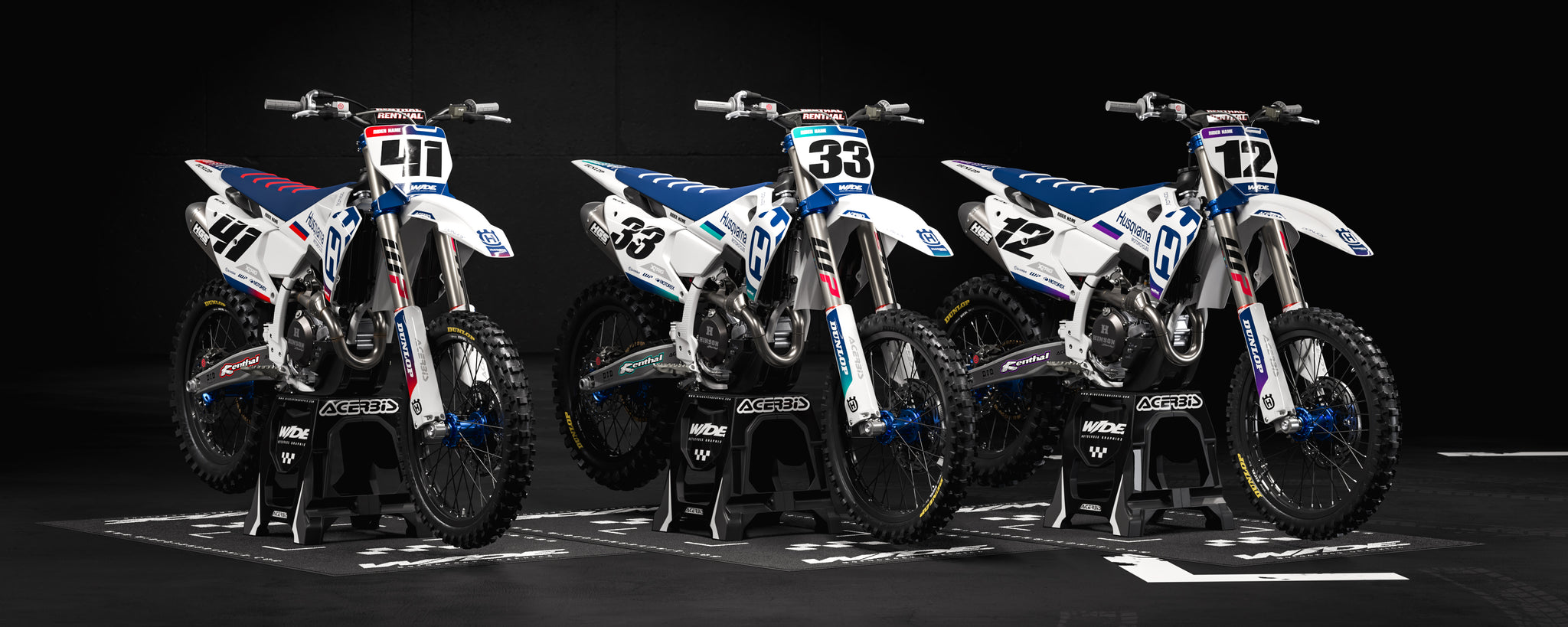 DUAL BLUE & TEAL - HUSQVARNA FULL GRAPHICS KIT – WIDEOPENGRAPHIX