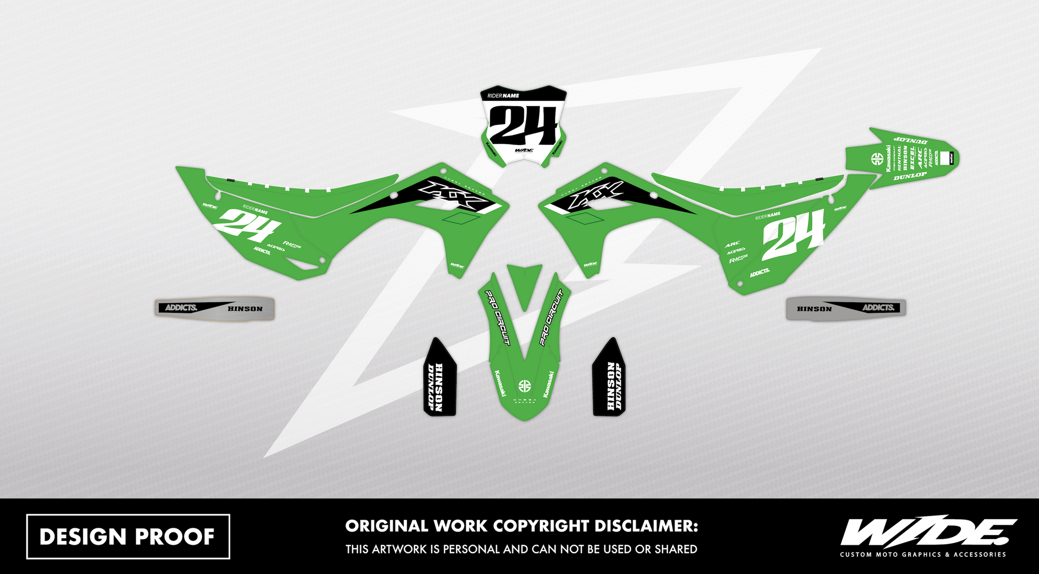 OMEGA GREEN - KAWASAKI FULL GRAPHICS KIT – WIDEOPENGRAPHIX