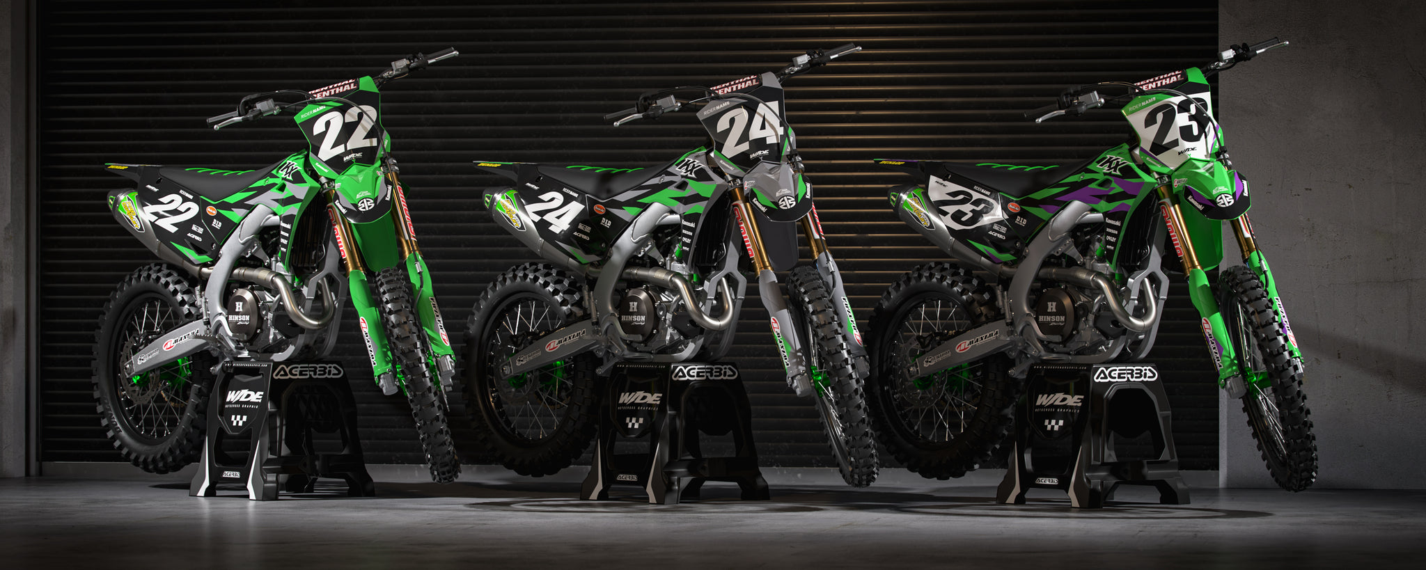RAZOR GREEN AND PURPLE - KAWASAKI FULL GRAPHICS KIT – WIDEOPENGRAPHIX